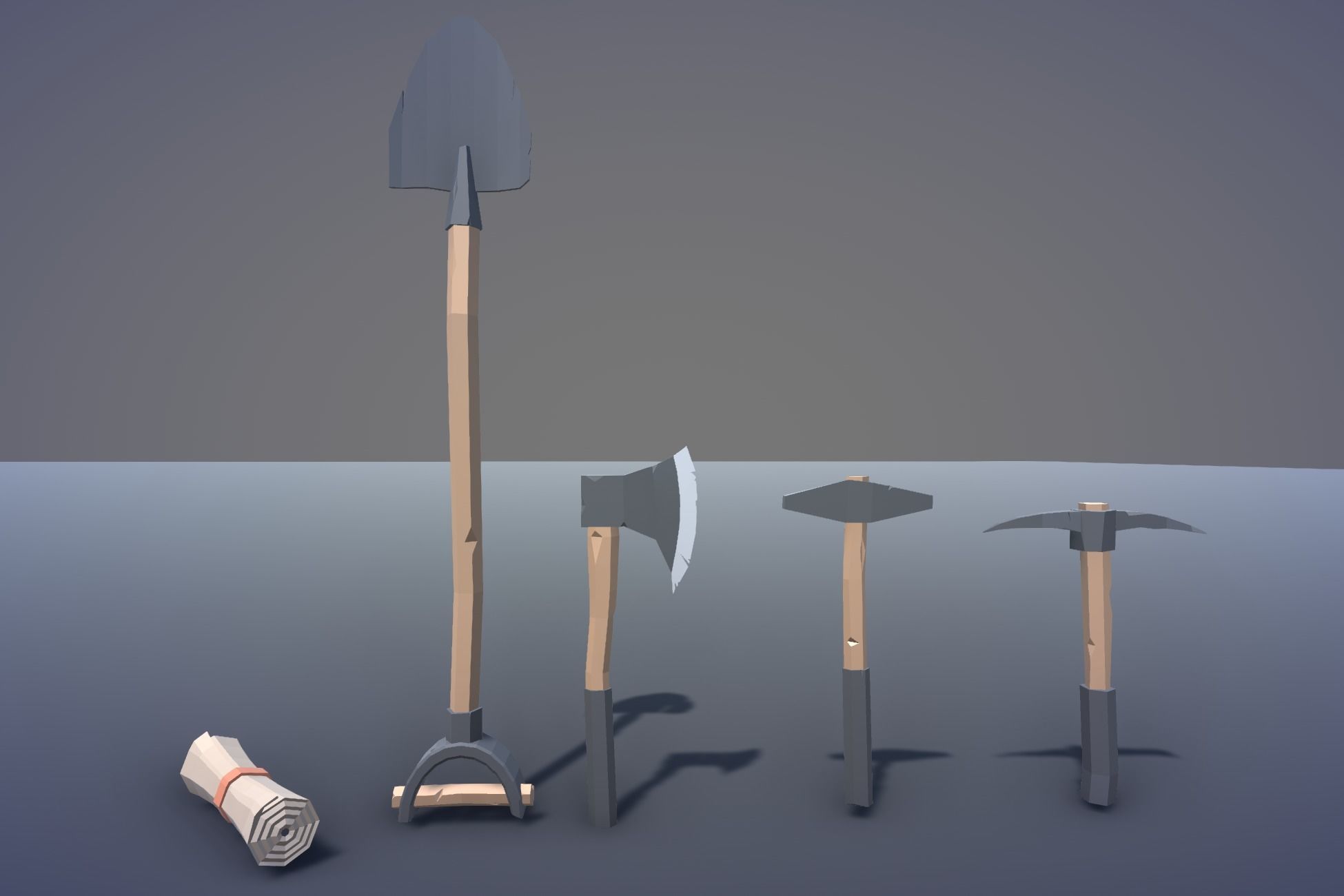 Free Mining Pack - Low Poly Ores and Gems and Tools and Props Free low-poly 3D model_5