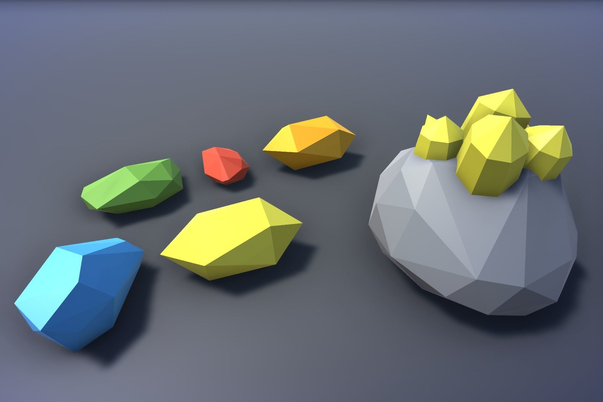 Free Mining Pack - Low Poly Ores and Gems and Tools and Props Free low-poly 3D model_4