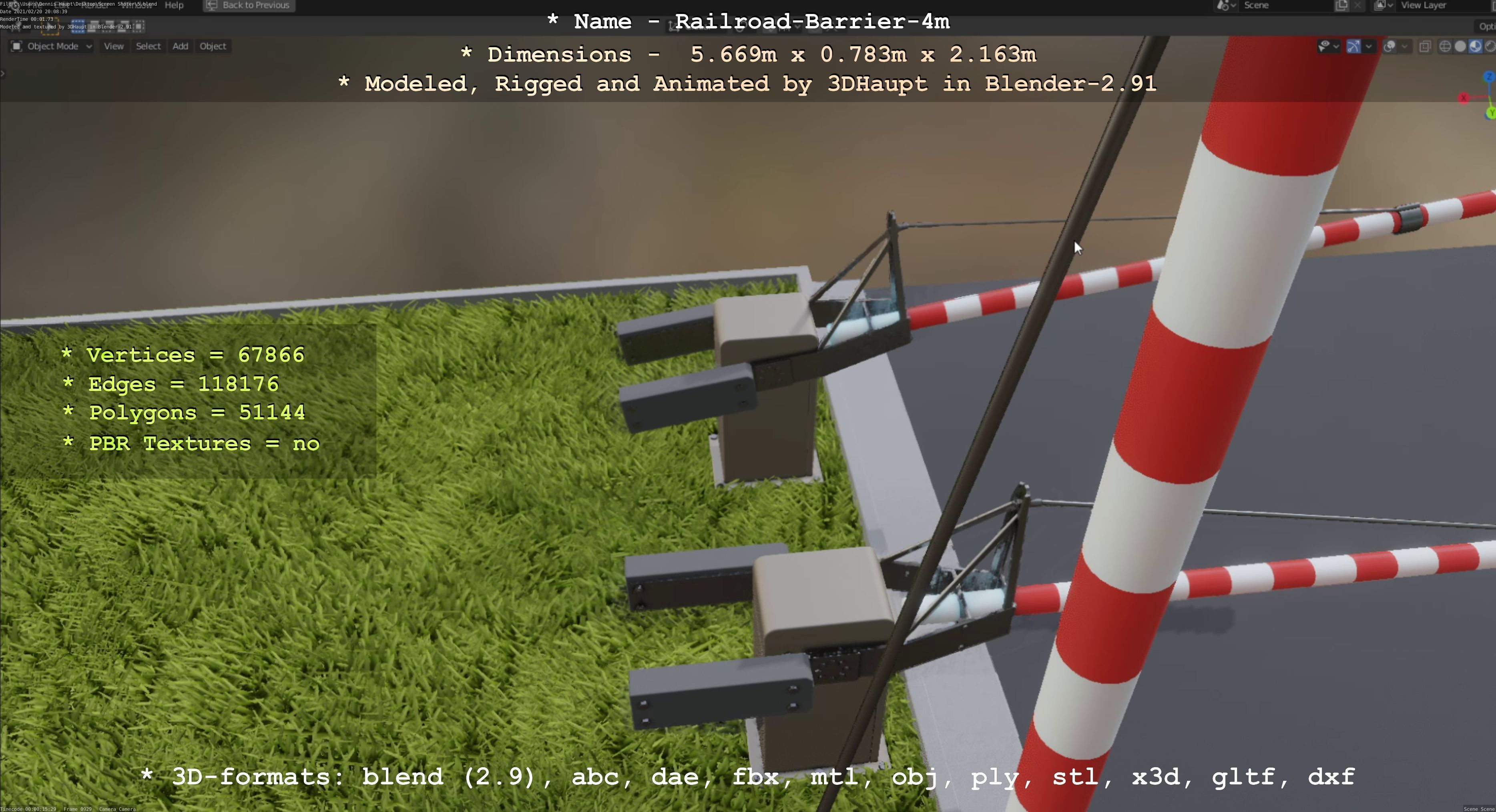 Railroad Barrier 4m High-Poly with and without Protective Grid 3D Model Collection_53