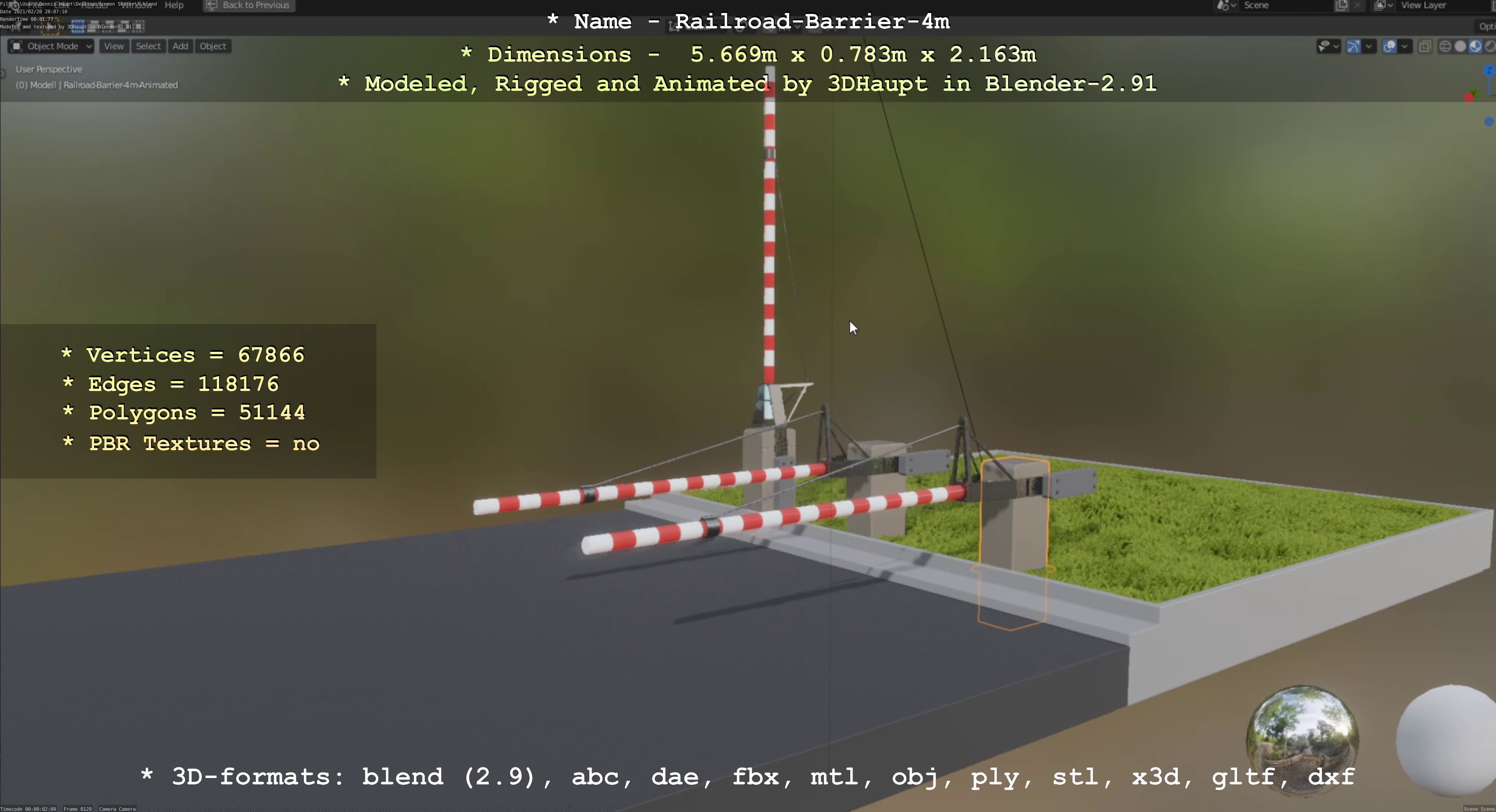 Railroad Barrier 4m High-Poly with and without Protective Grid 3D Model Collection_33