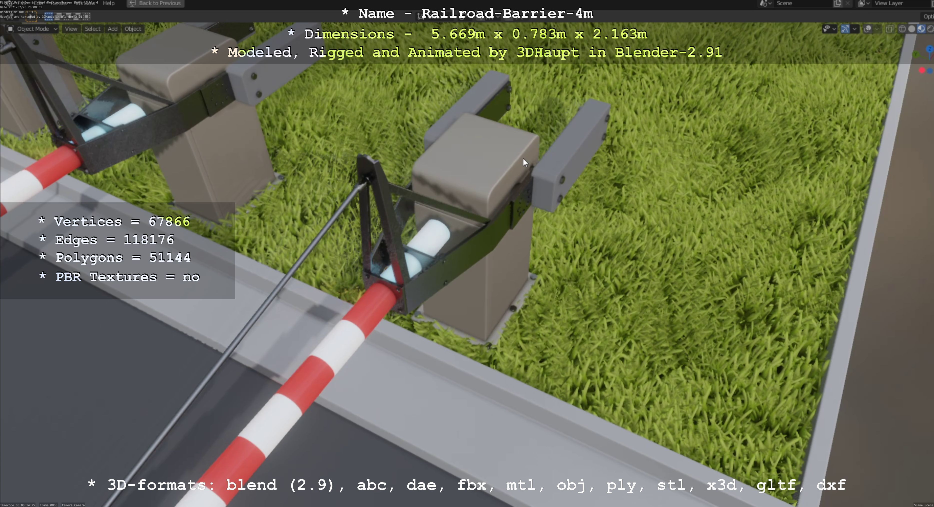 Railroad Barrier 4m High-Poly with and without Protective Grid 3D Model Collection_49