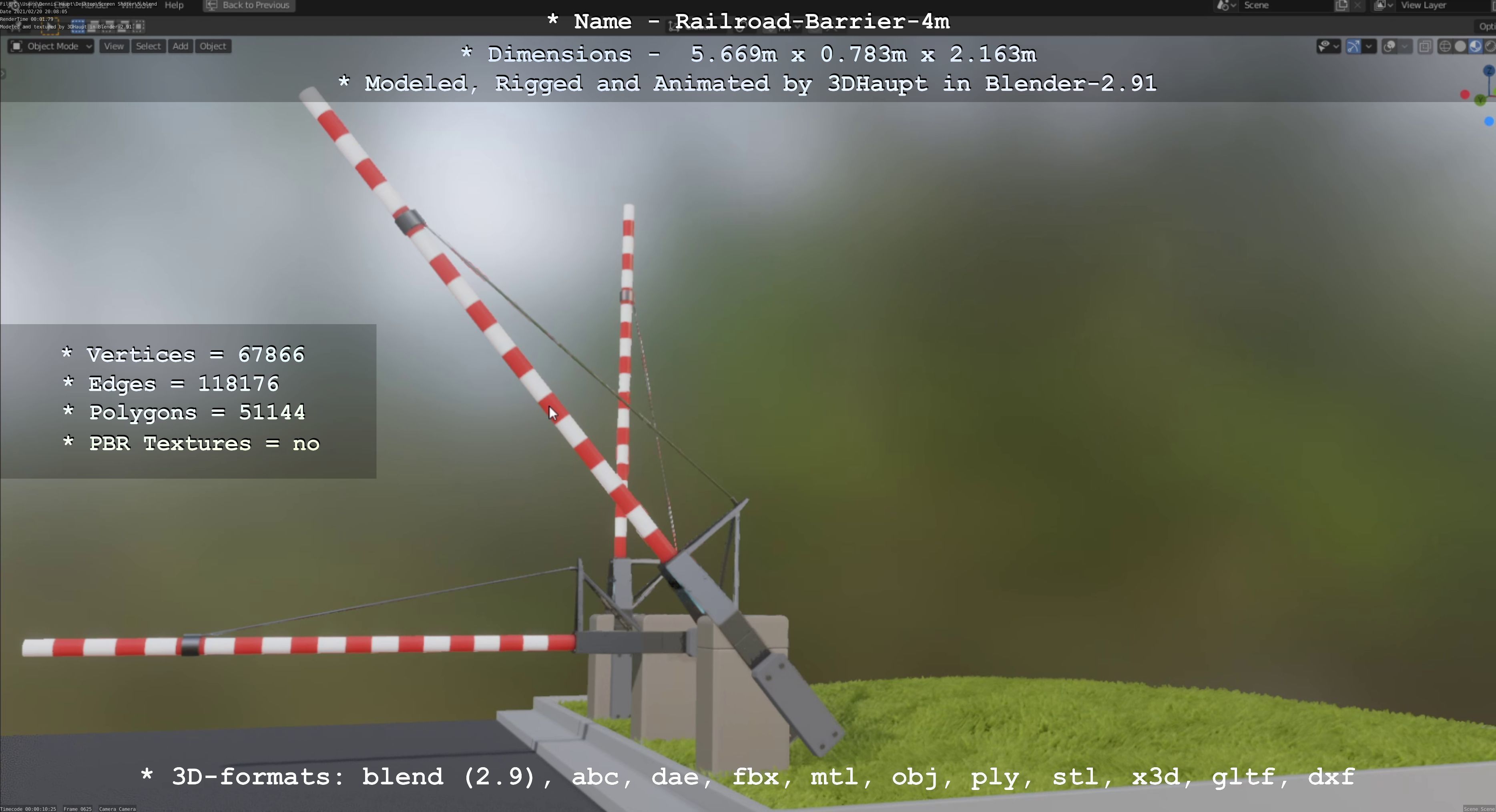 Railroad Barrier 4m High-Poly with and without Protective Grid 3D Model Collection_42