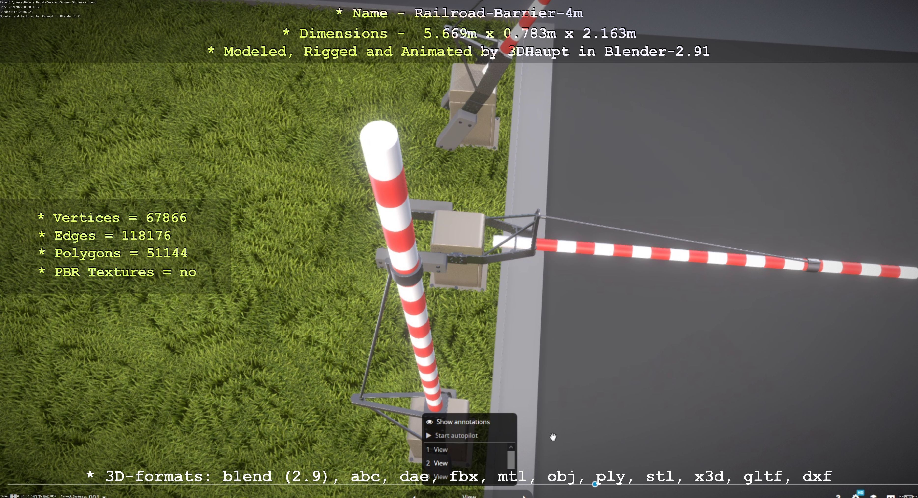 Railroad Barrier 4m High-Poly with and without Protective Grid 3D Model Collection_50