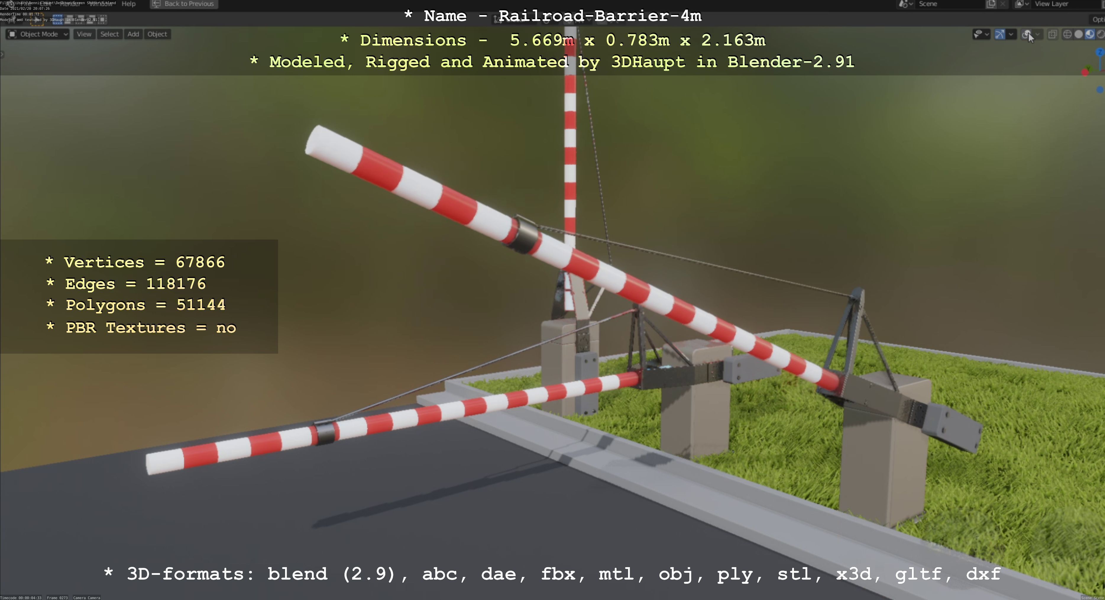 Railroad Barrier 4m High-Poly with and without Protective Grid 3D Model Collection_39