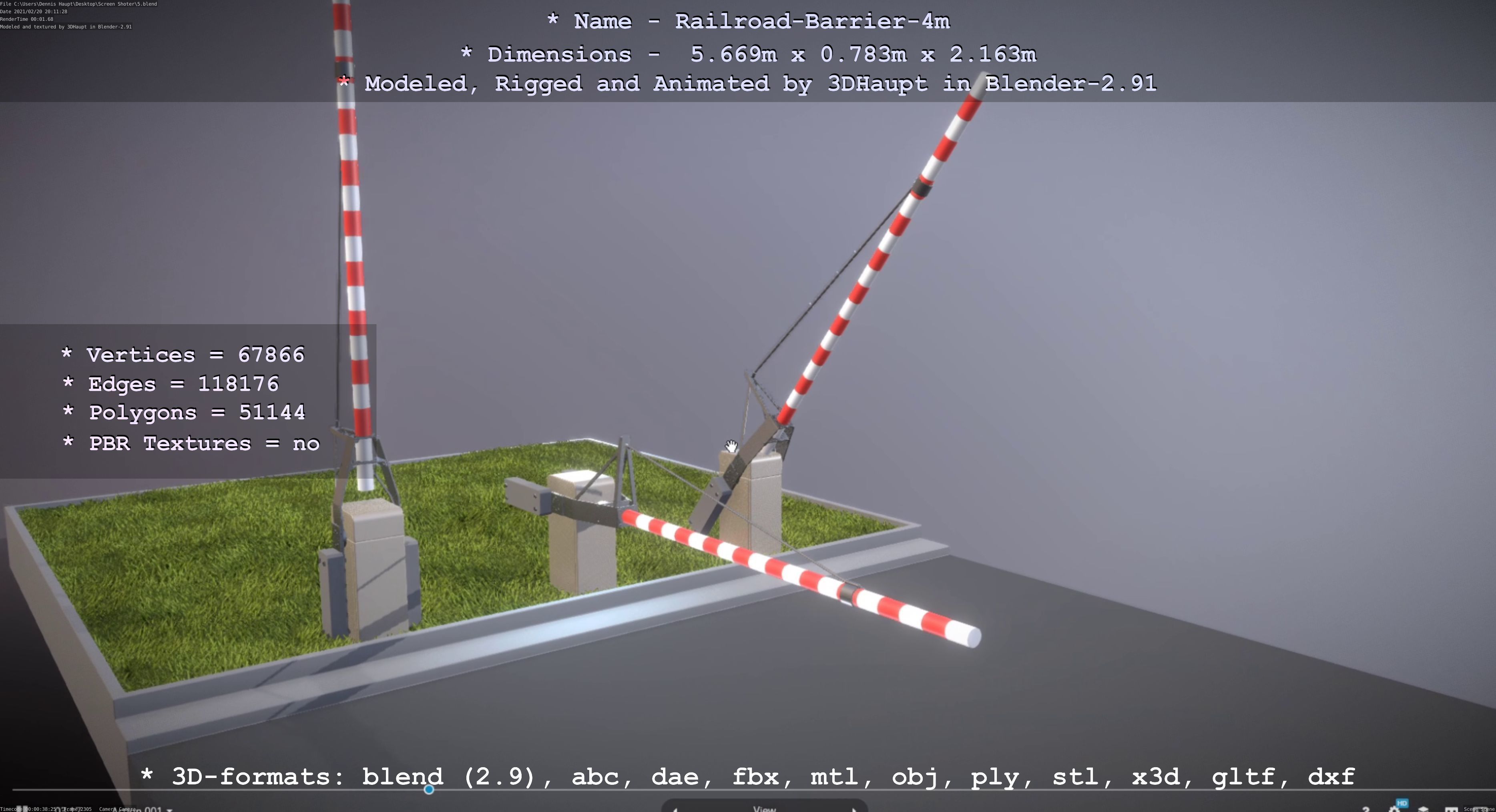 Railroad Barrier 4m High-Poly with and without Protective Grid 3D Model Collection_29