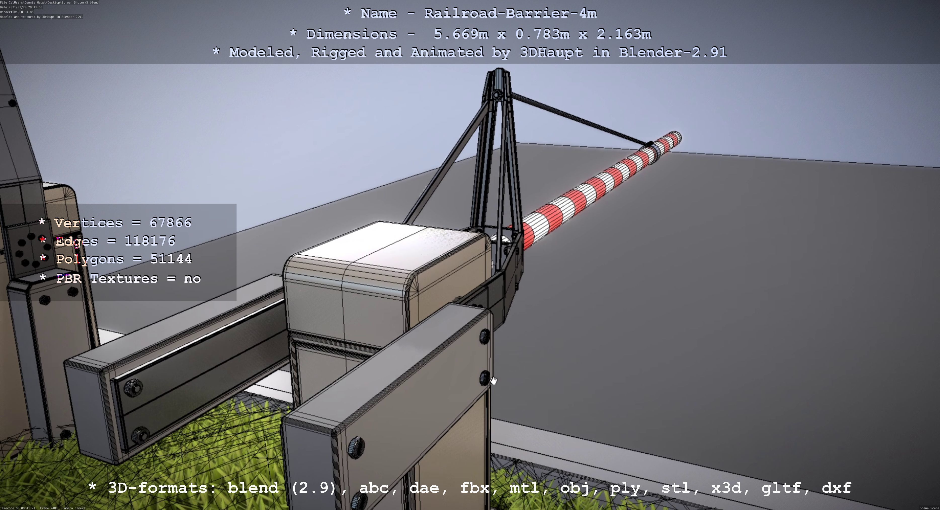 Railroad Barrier 4m High-Poly with and without Protective Grid 3D Model Collection_55