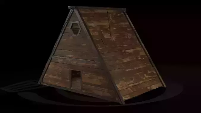 AAA Wooden Enterable Medieval Primal Thatched Cottage Hut 10 R Low-poly 3D model