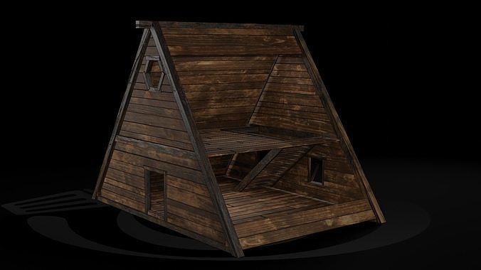 AAA Wooden Enterable Medieval Primal Thatched Cottage Hut 10 R Low-poly 3D model 3