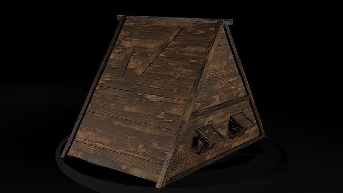 AAA Wooden Enterable Medieval Primal Thatched Cottage Hut 10 R Low-poly 3D model 7