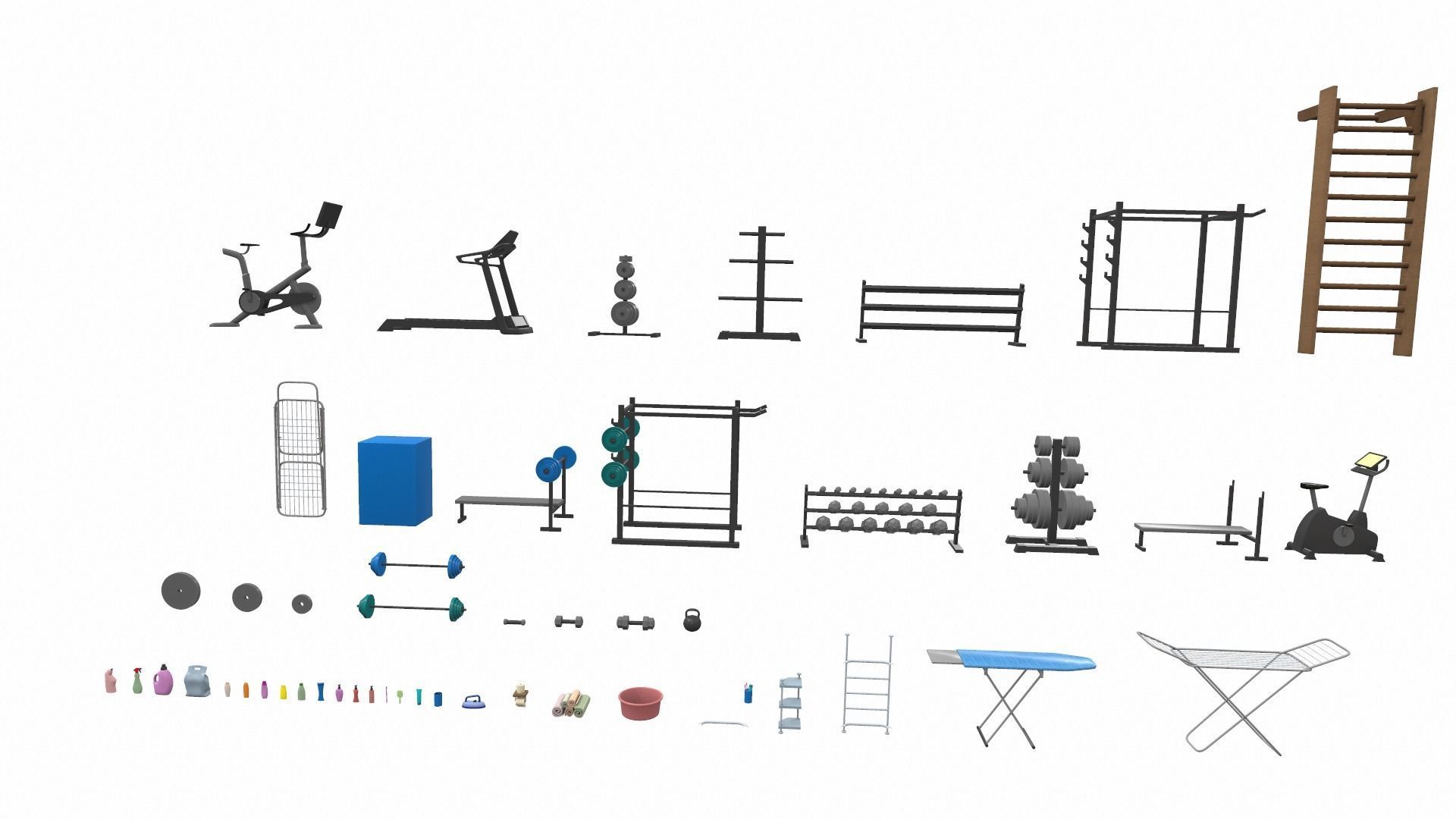 Cartoon work props pack vol 3 sports and bath accessories 3D model_2