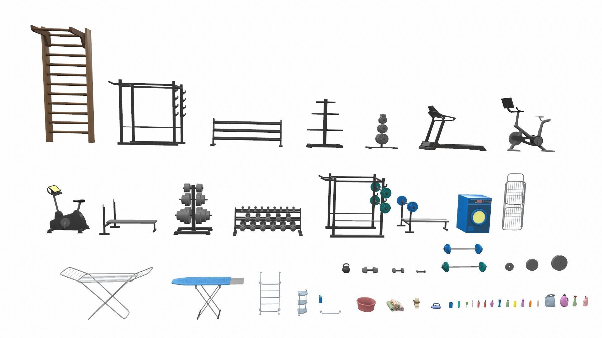 Cartoon work props pack vol 3 sports and bath accessories 3D model_1