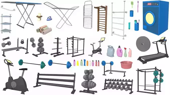 Cartoon work props pack vol 3 sports and bath accessories