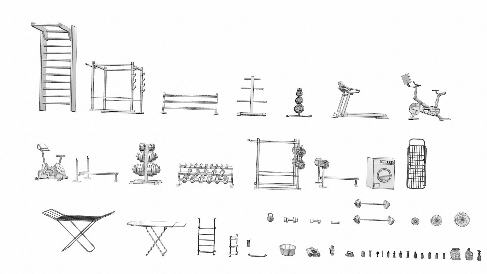 Cartoon work props pack vol 3 sports and bath accessories 3D model_9