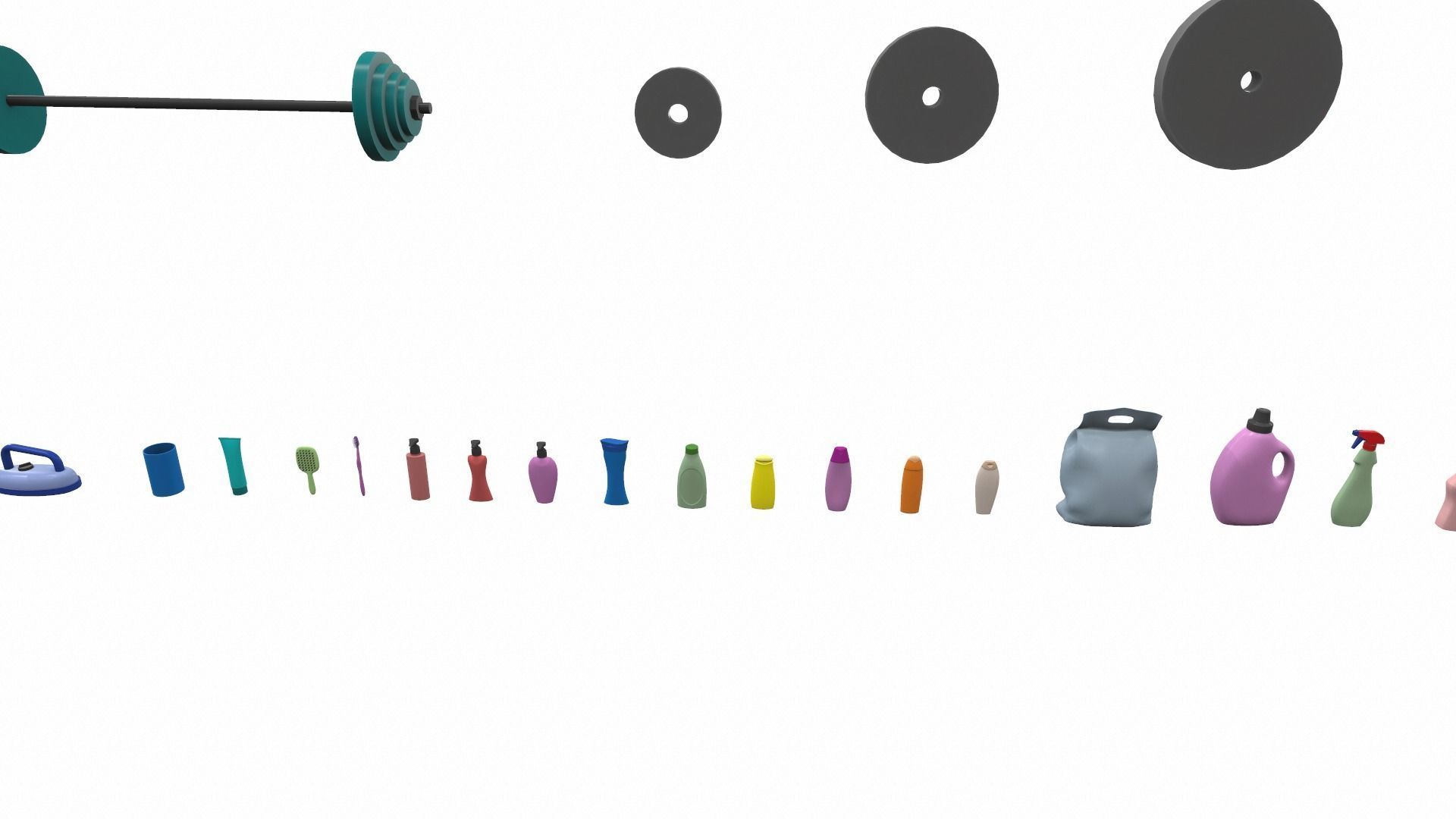 Cartoon work props pack vol 3 sports and bath accessories 3D model_8