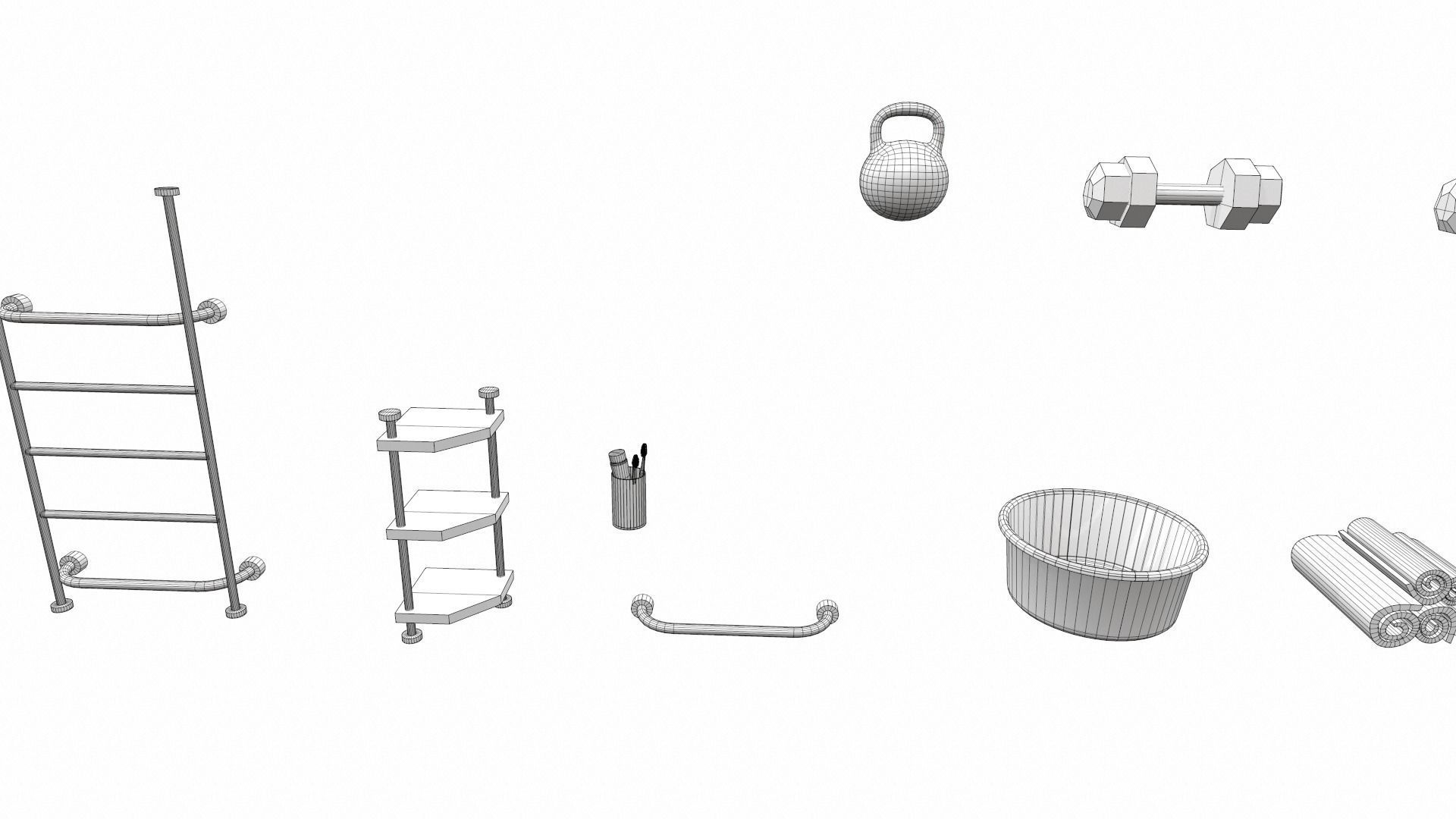 Cartoon work props pack vol 3 sports and bath accessories 3D model_13