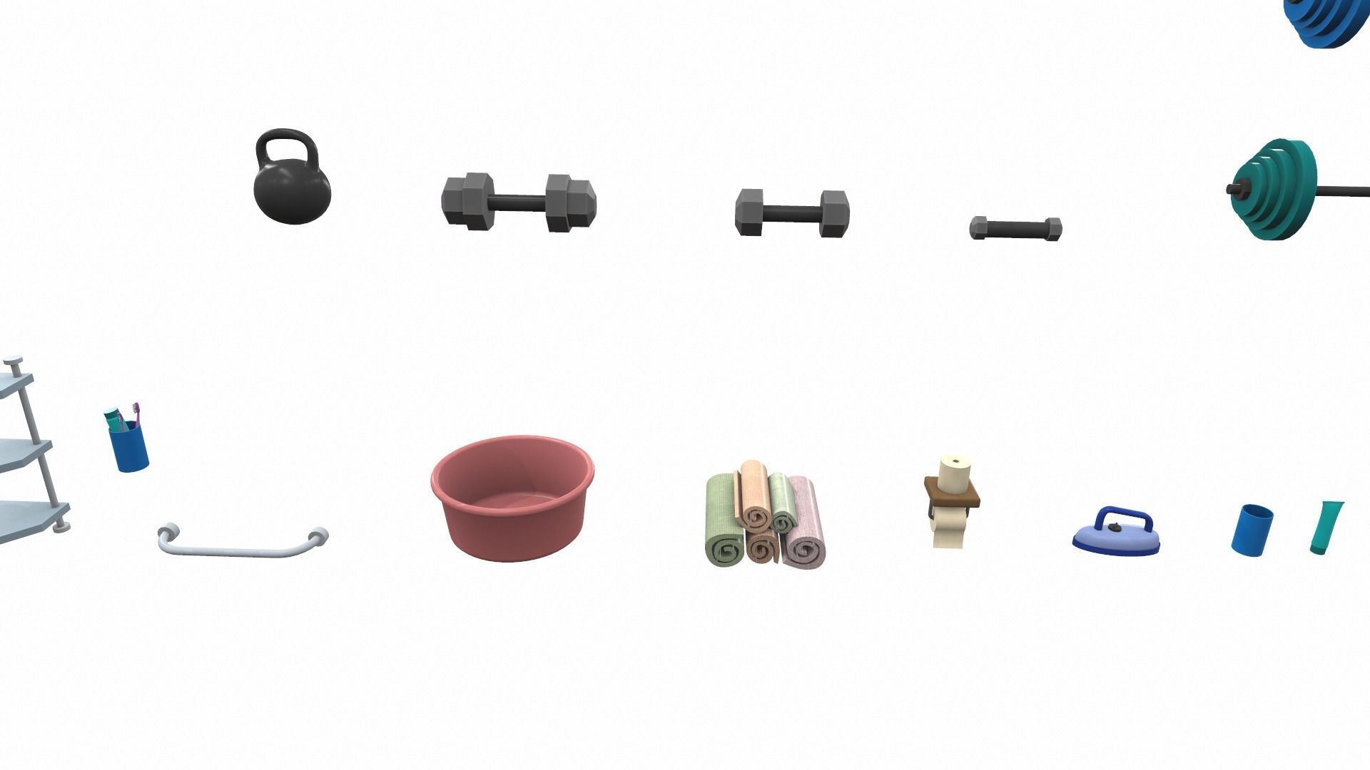 Cartoon work props pack vol 3 sports and bath accessories 3D model_7