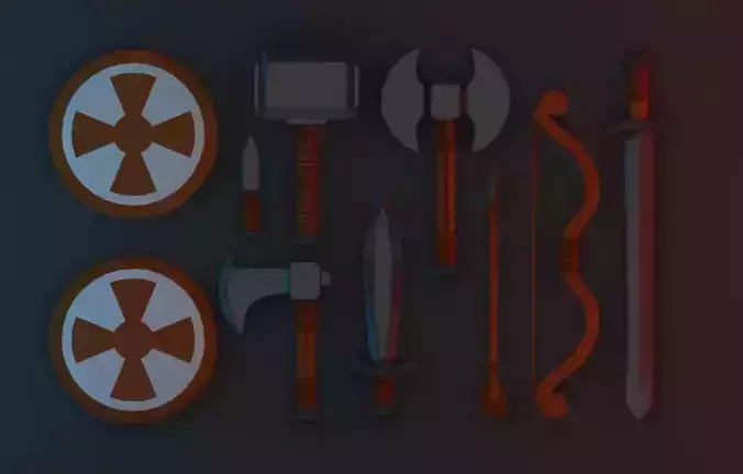 Weapon set of weapons and shields