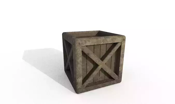 3D Dirty muddy Wooden Low poly Game ready Crate Asset  Low-poly 3D model