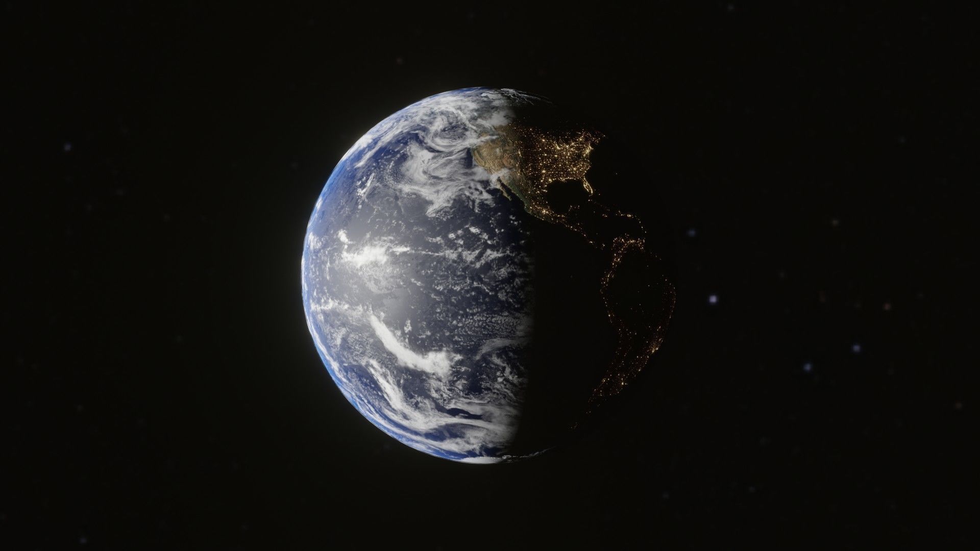 Planet Earth  with dynamic day night cycles 3D model_3