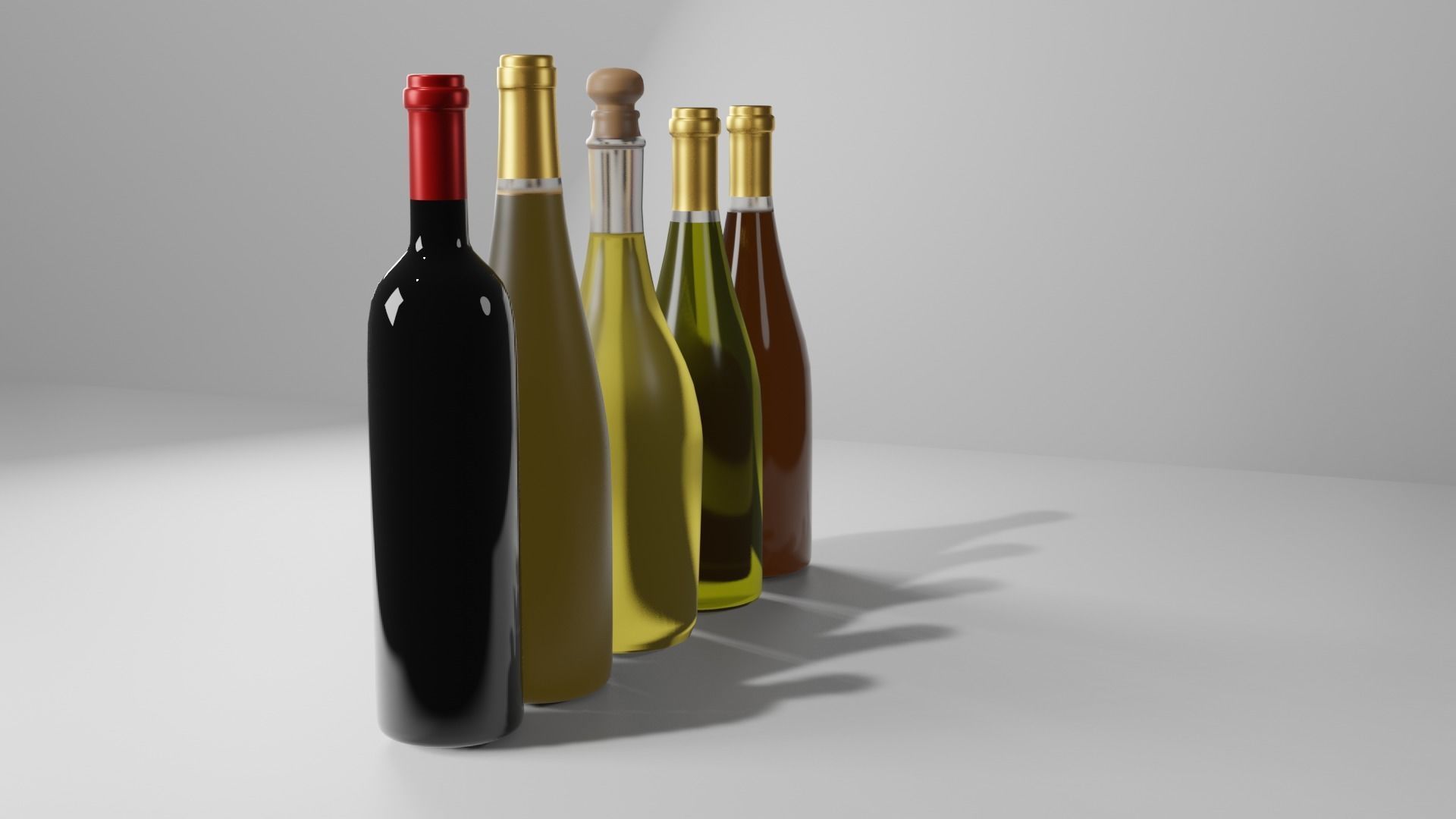 Bottles group of wine 3D model_2