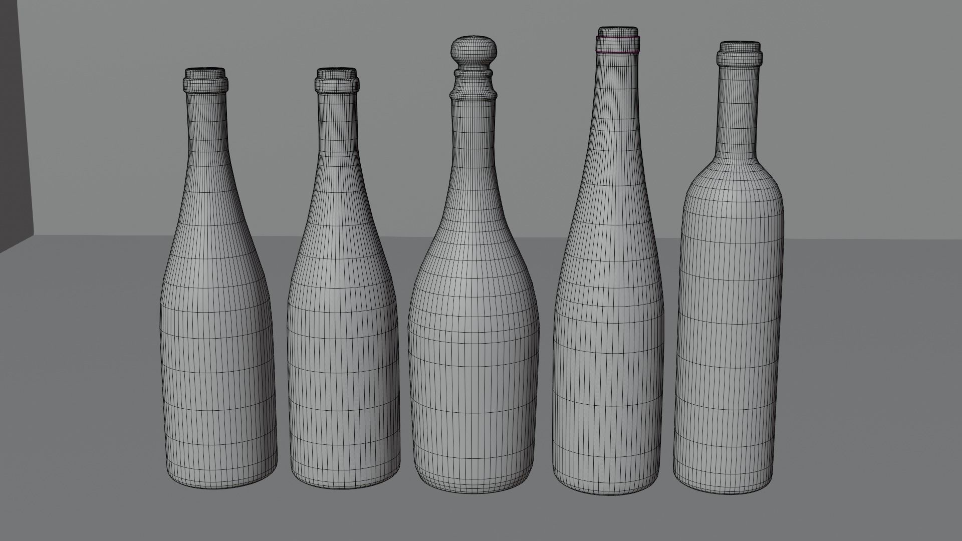 Bottles group of wine 3D model_5