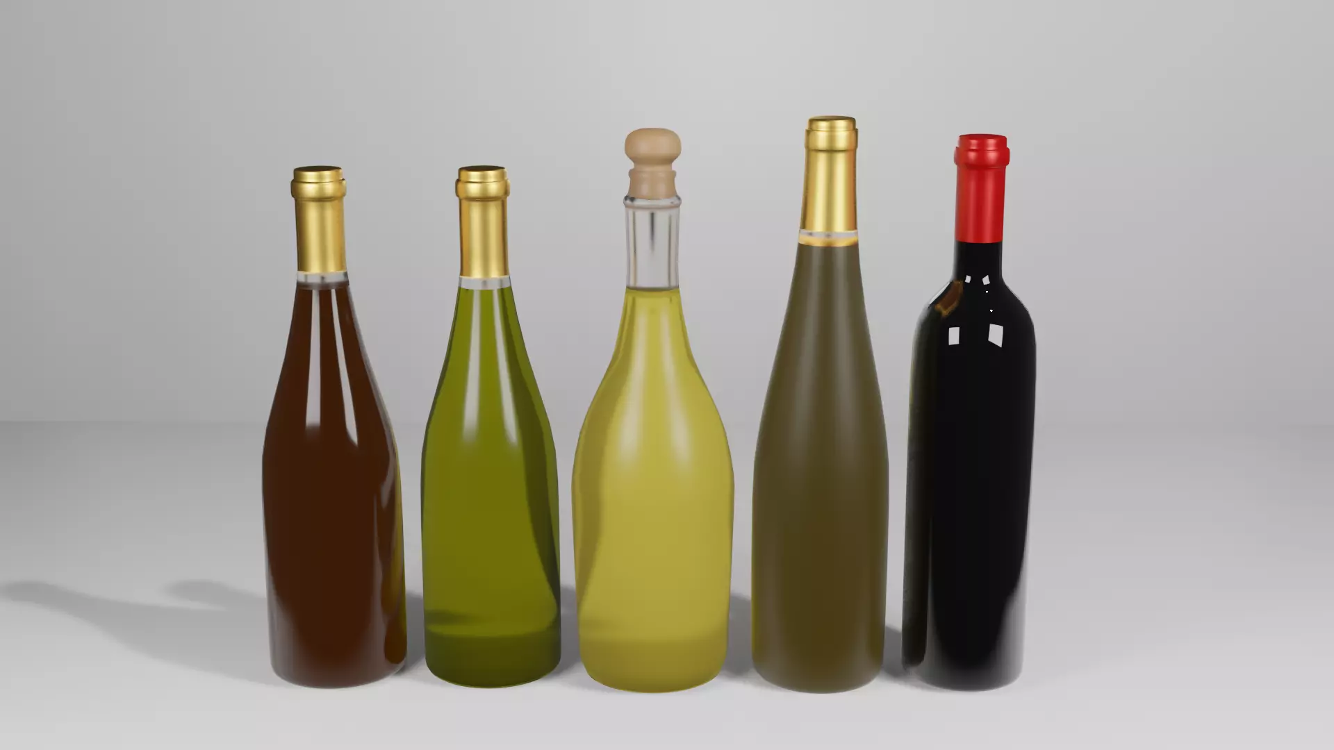 Bottles group of wine 3D model_0