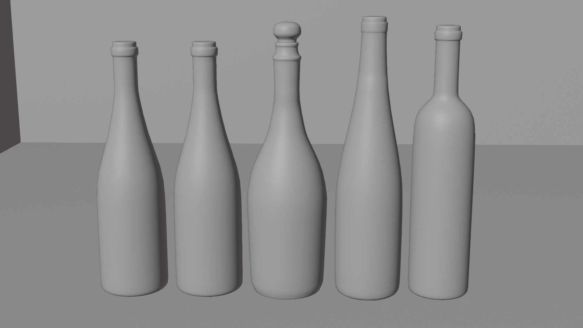 Bottles group of wine 3D model_4