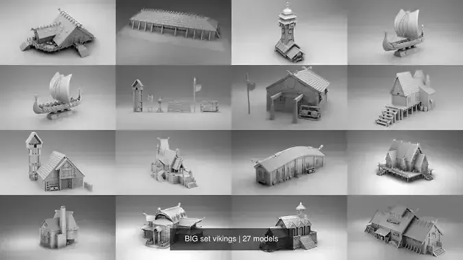 BIG set vikings 3D Model Collection