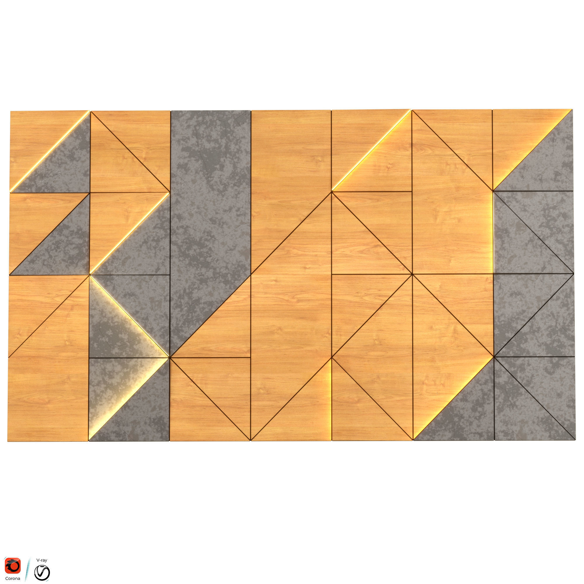 Wall Panel Wood 02 3D model_1