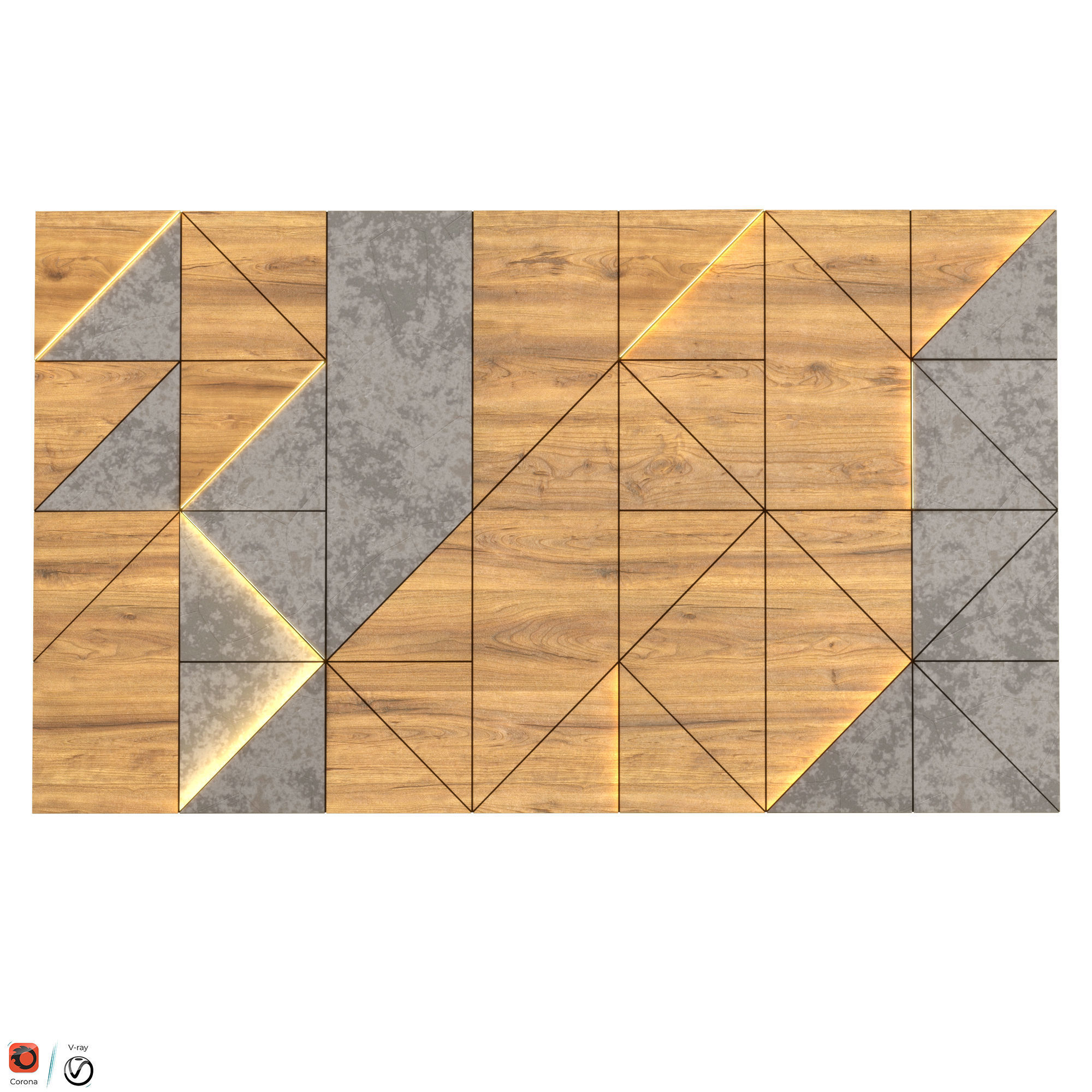 Wall Panel Wood 02 3D model_2