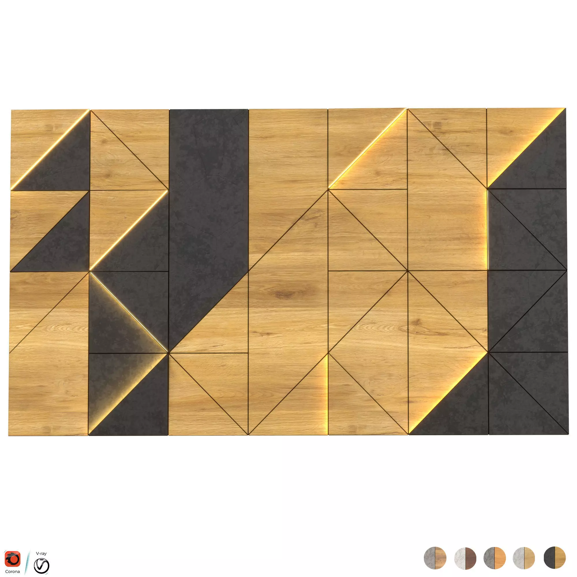 Wall Panel Wood 02 3D model_0