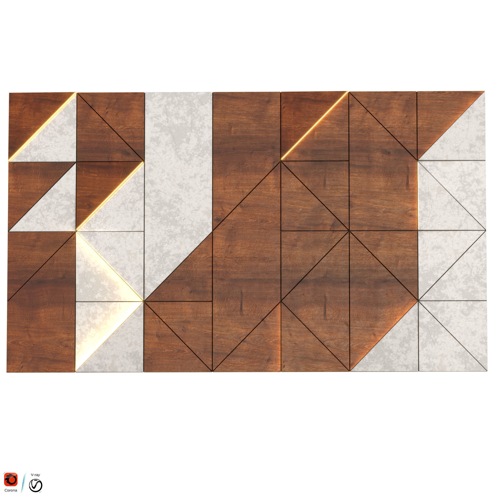 Wall Panel Wood 02 3D model_3