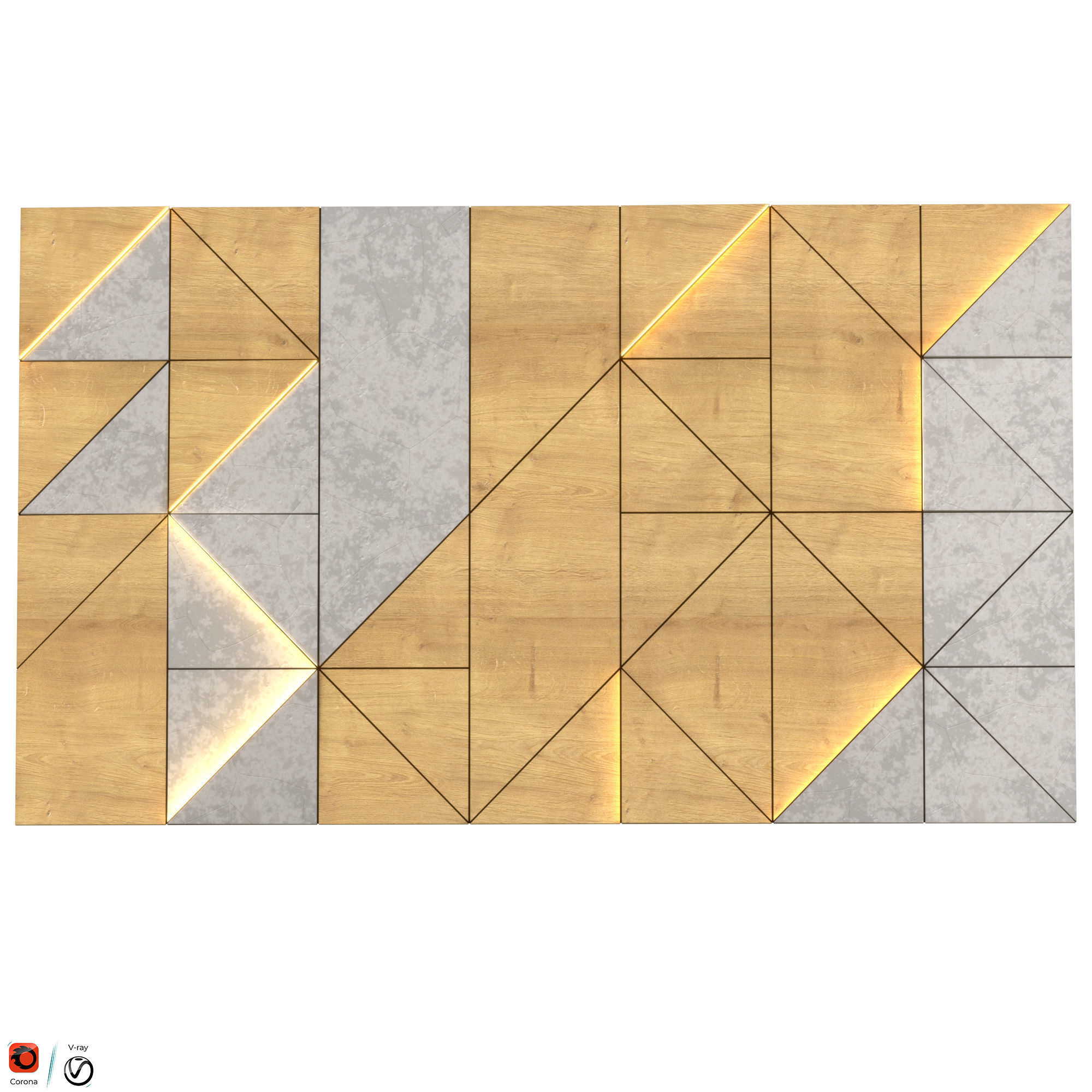 Wall Panel Wood 02 3D model_4