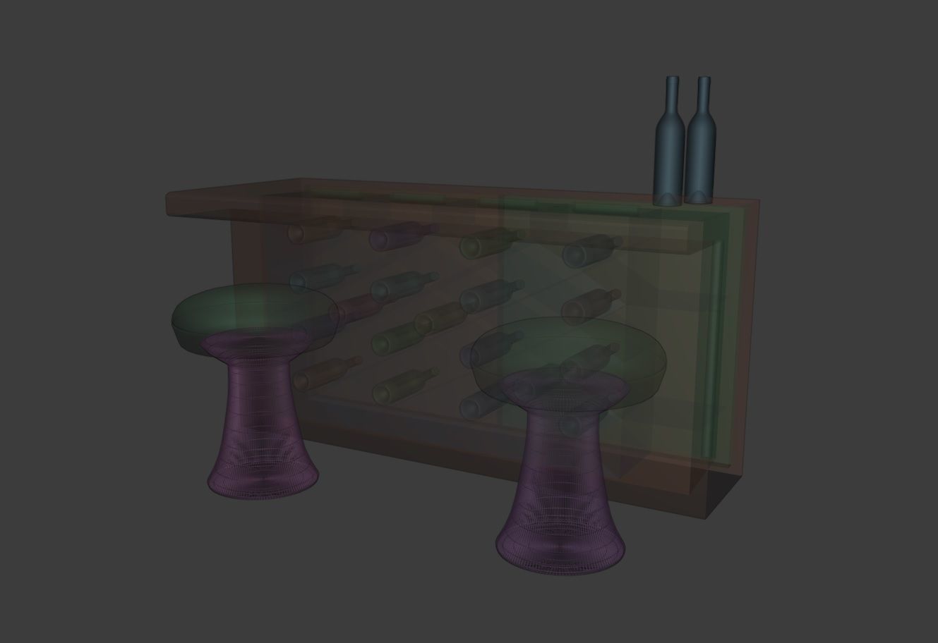 Modern Bar- wine Cabinet 3D model_11