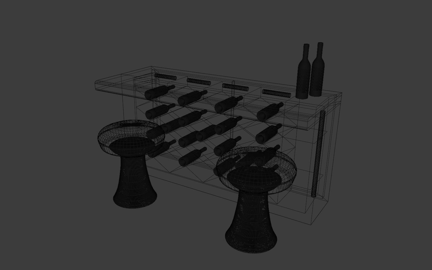 Modern Bar- wine Cabinet 3D model_10