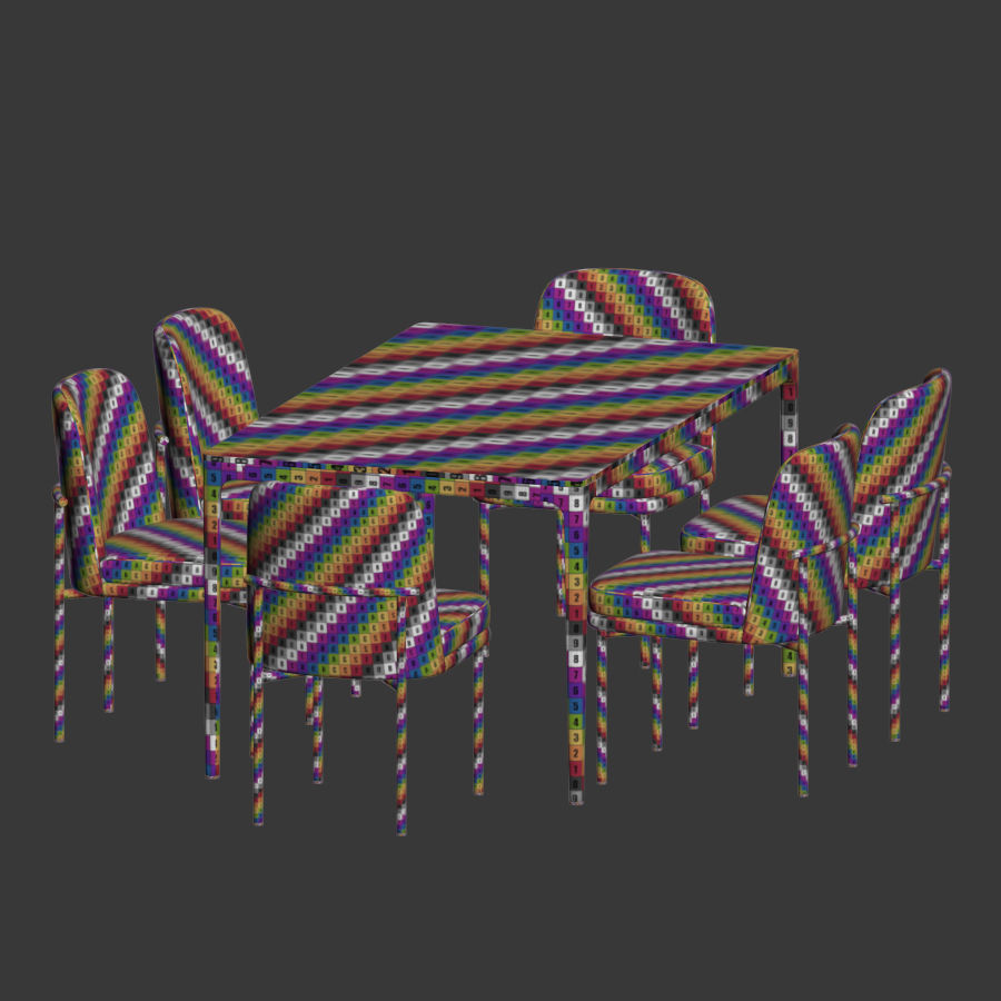 Dining Set table and chairs velvet 3D model_4