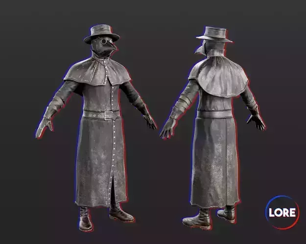 Medieval Character Plague Doctor Low-poly 3D model