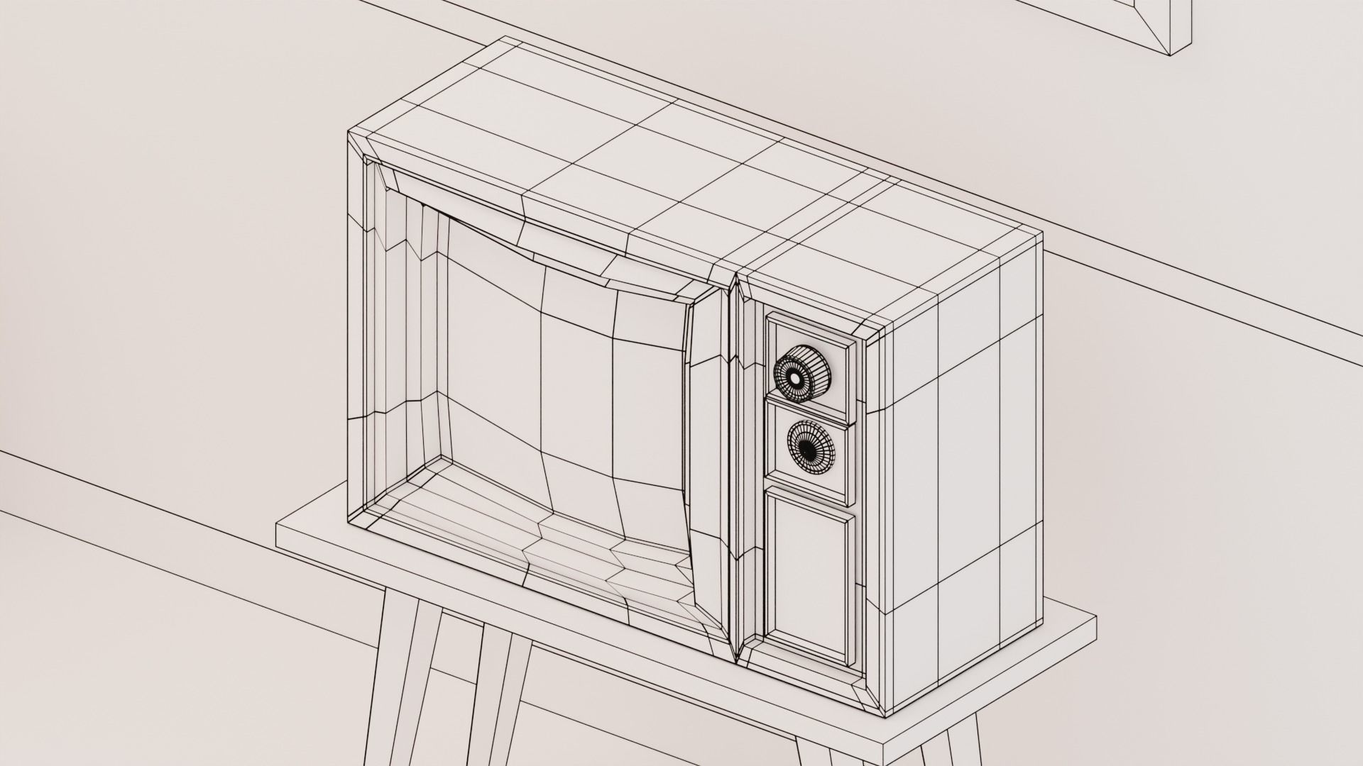 Vintage Living Room Low-poly 3D model_12