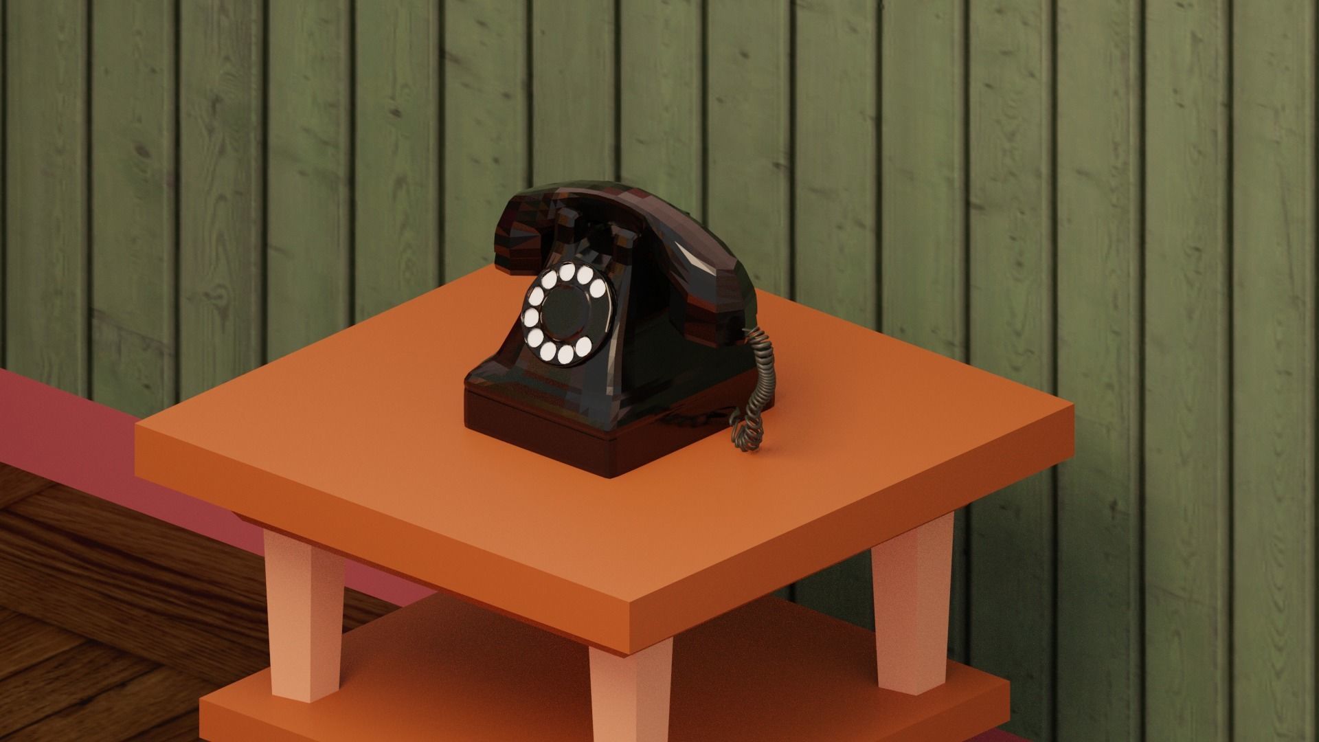 Vintage Living Room Low-poly 3D model_5