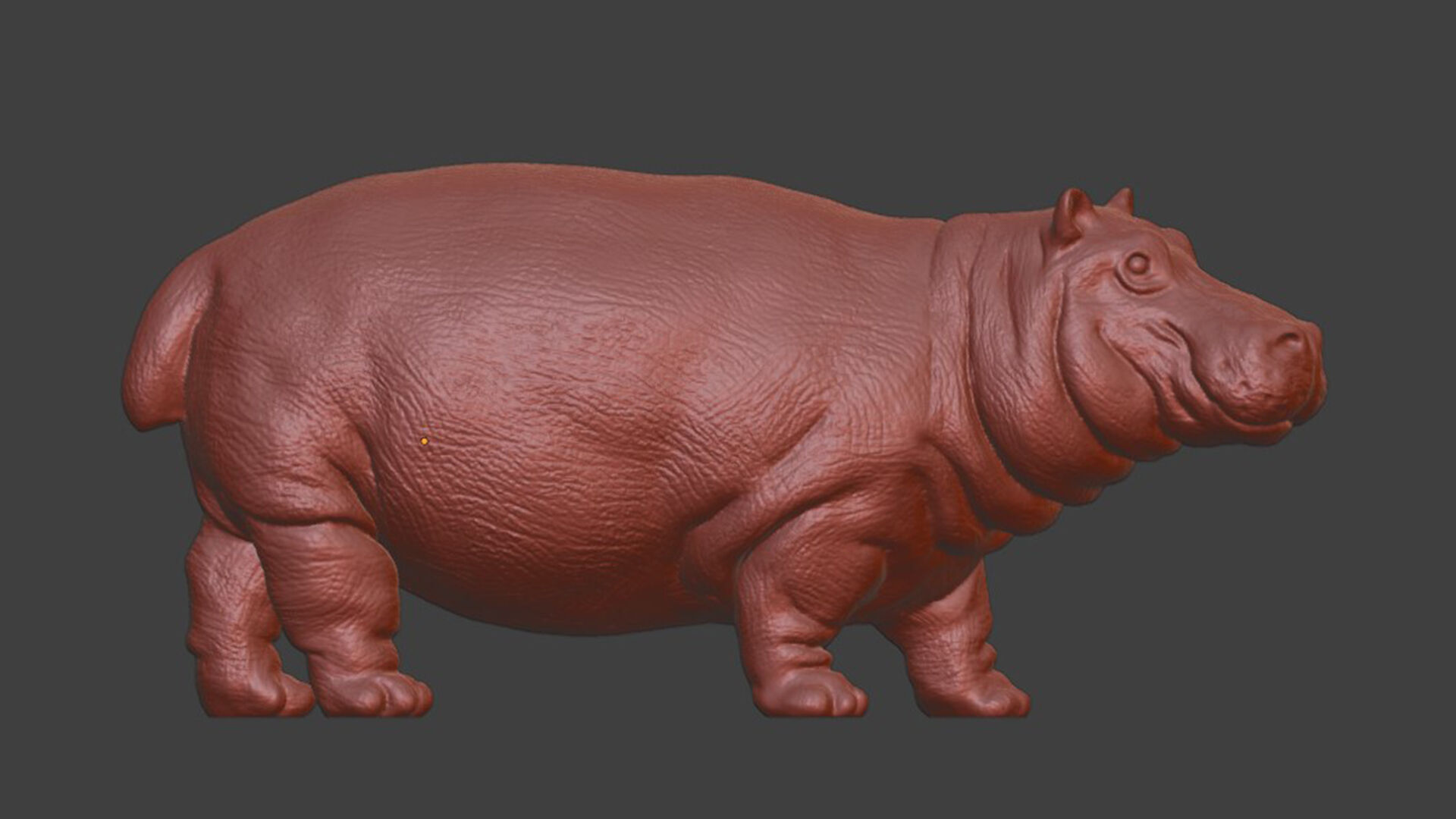 Silver Walking Hippo Statue 3D print model_6