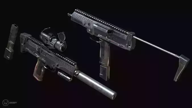 Submachine gun ST kinetics SPW  Low-poly 3D model