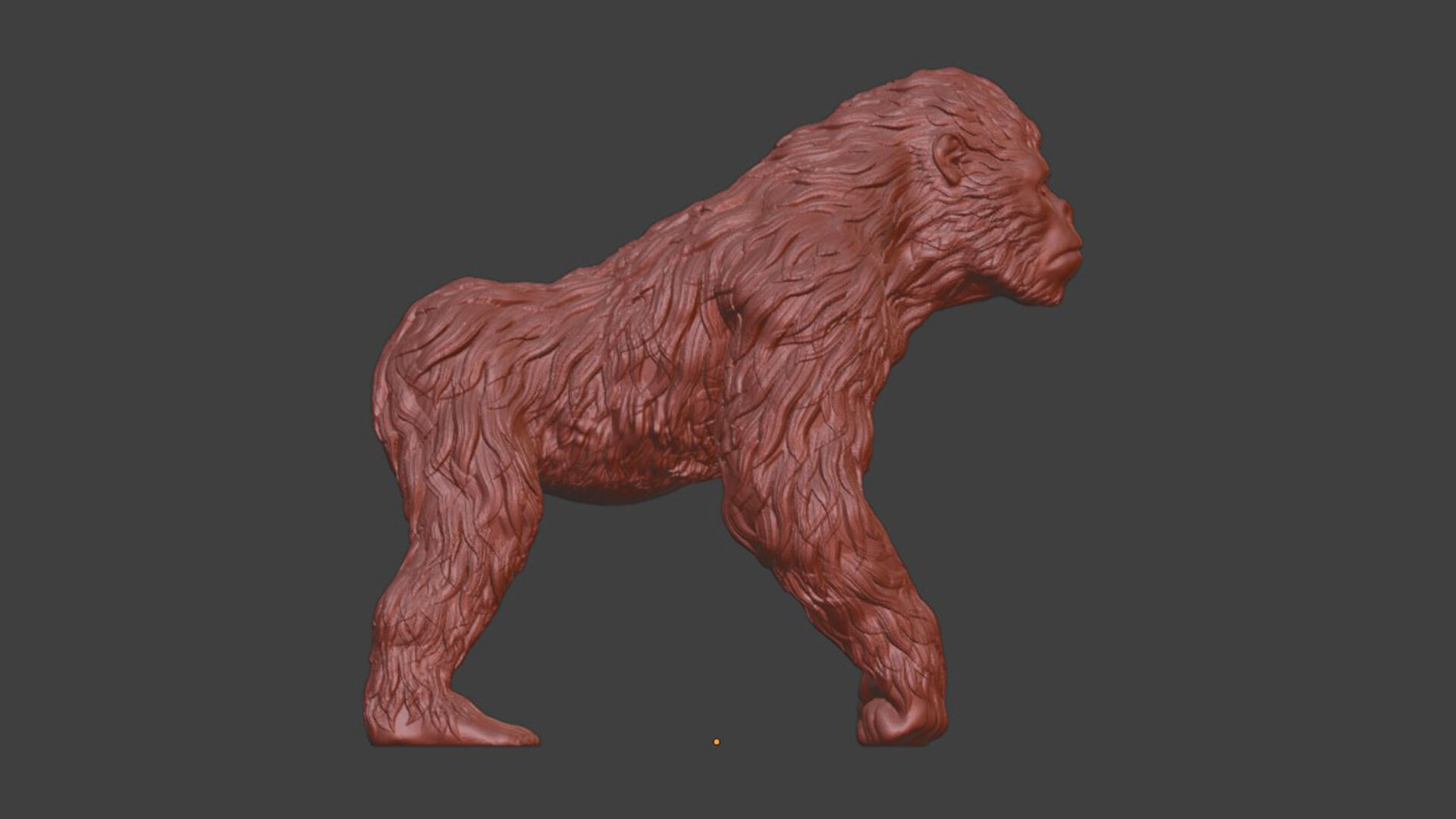 Silver Gorilla Figurine 3D print model_7