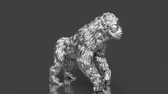 Silver Gorilla Figurine