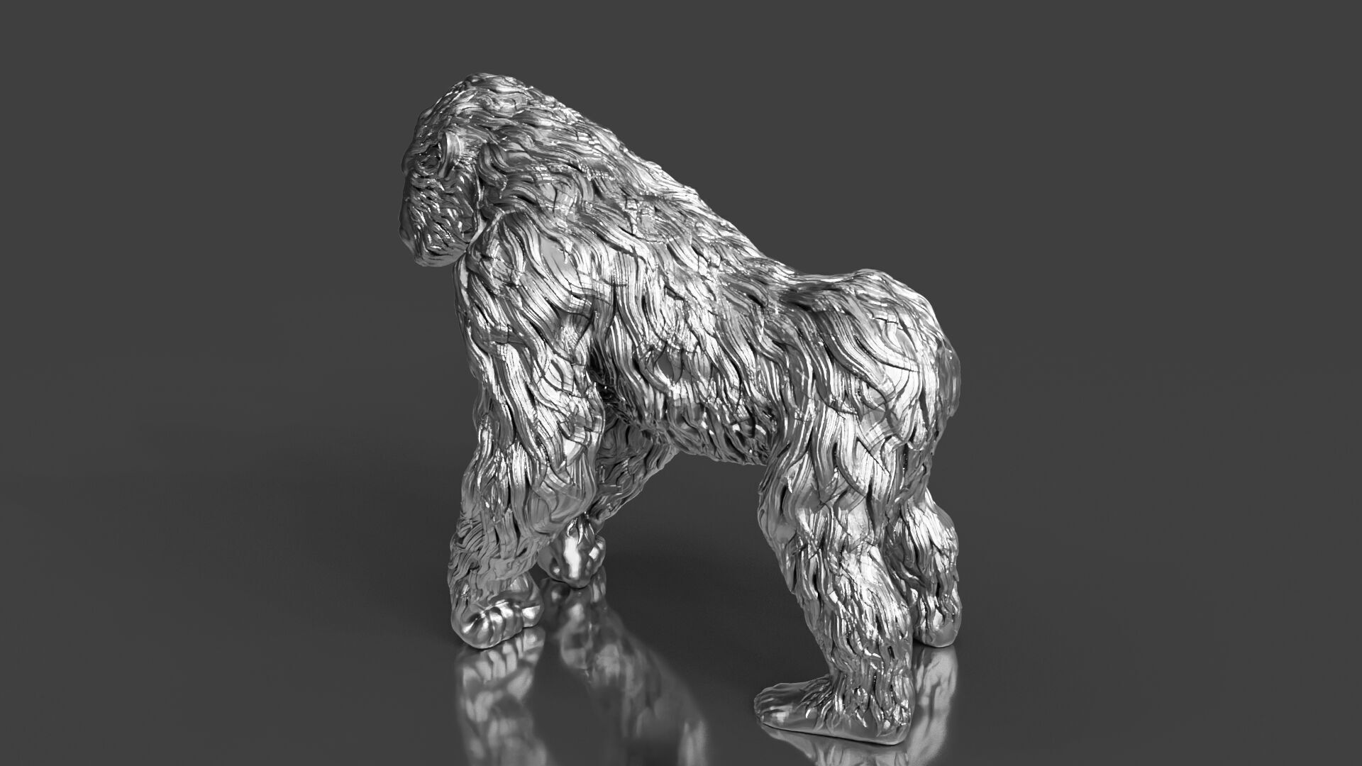 Silver Gorilla Figurine 3D print model_4