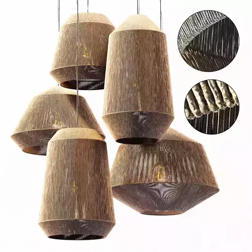 Lamp wood rotang wicker barrel n2