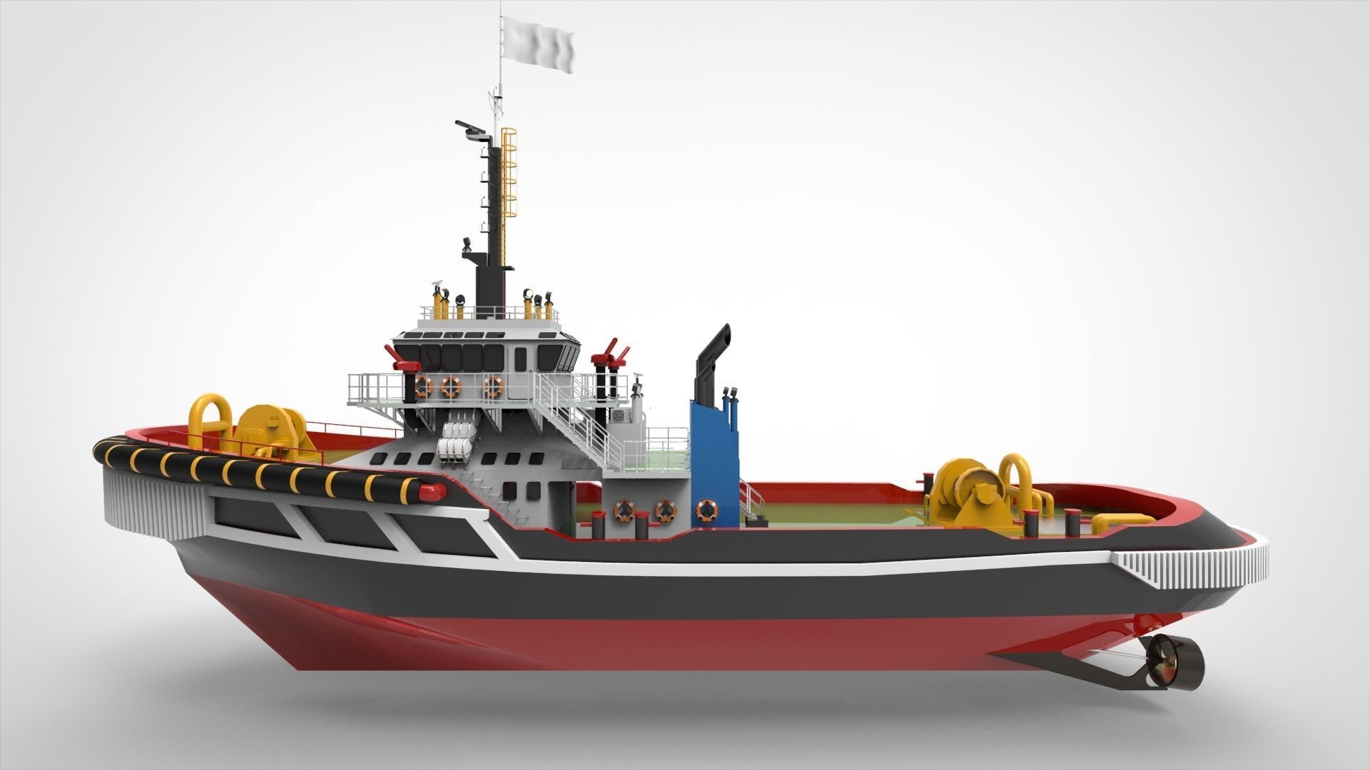 Tugboat tug boat 3D model_7