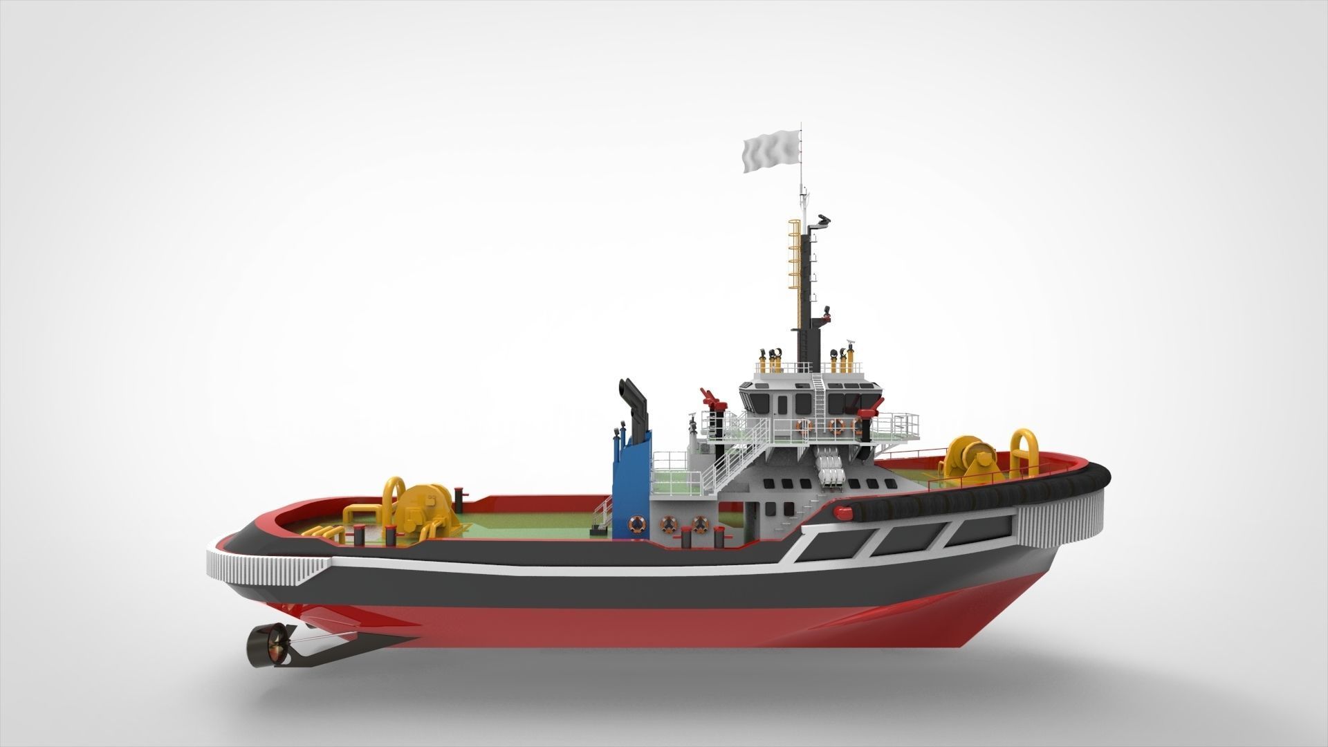 Tugboat tug boat 3D model_6