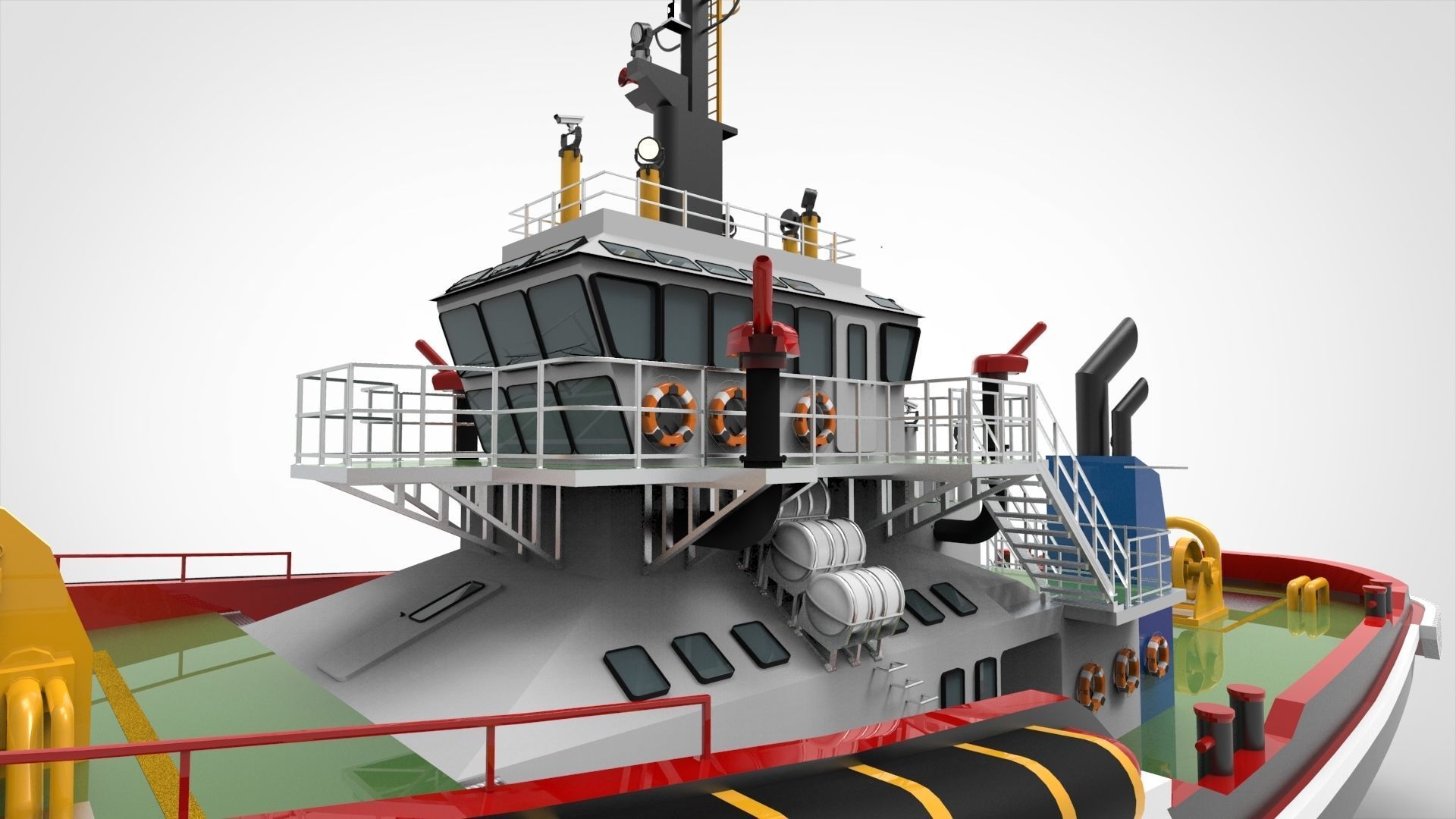 Tugboat tug boat 3D model_4
