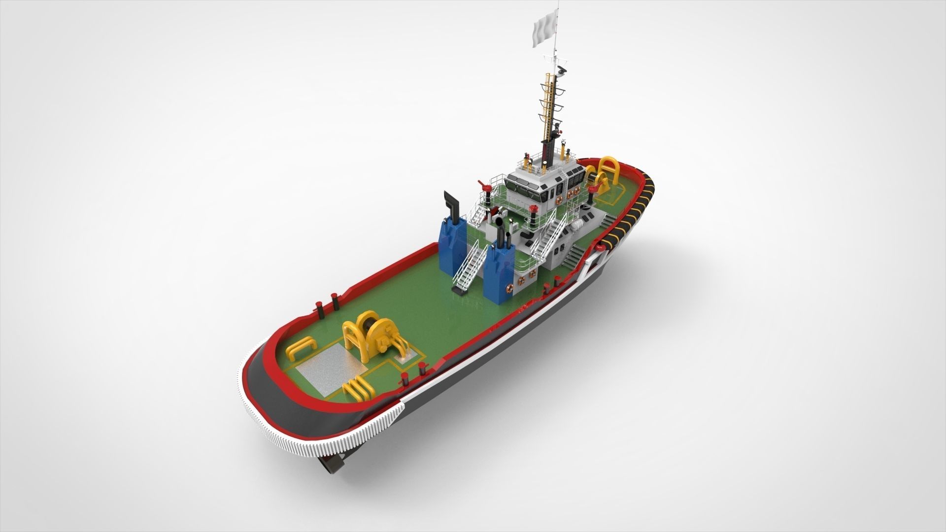 Tugboat tug boat 3D model_11