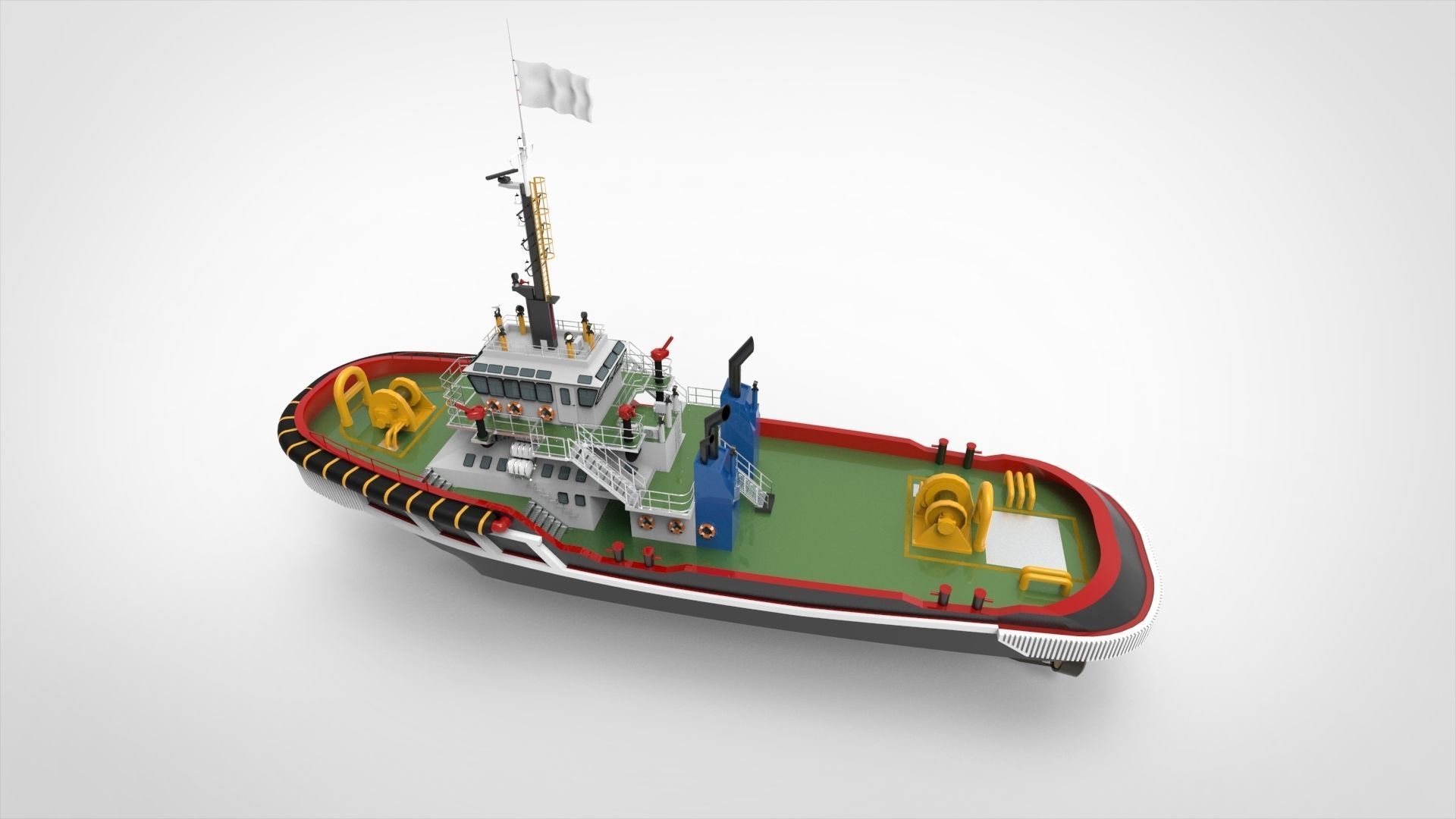 Tugboat tug boat 3D model_2